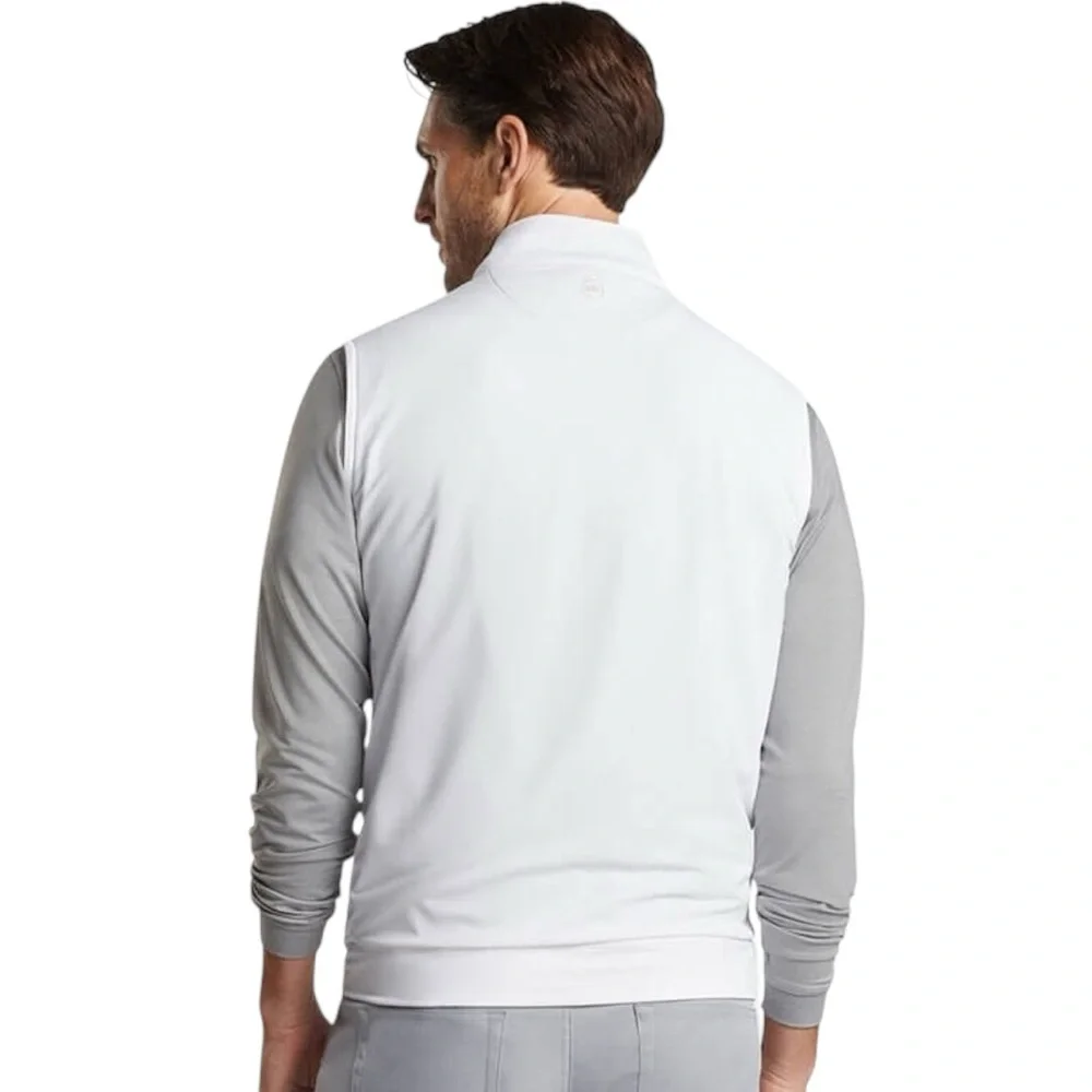 PETER MILLAR Galway Performance Quarter-Zip Vest White 1/4 Zip UPF 50+ Golf | L